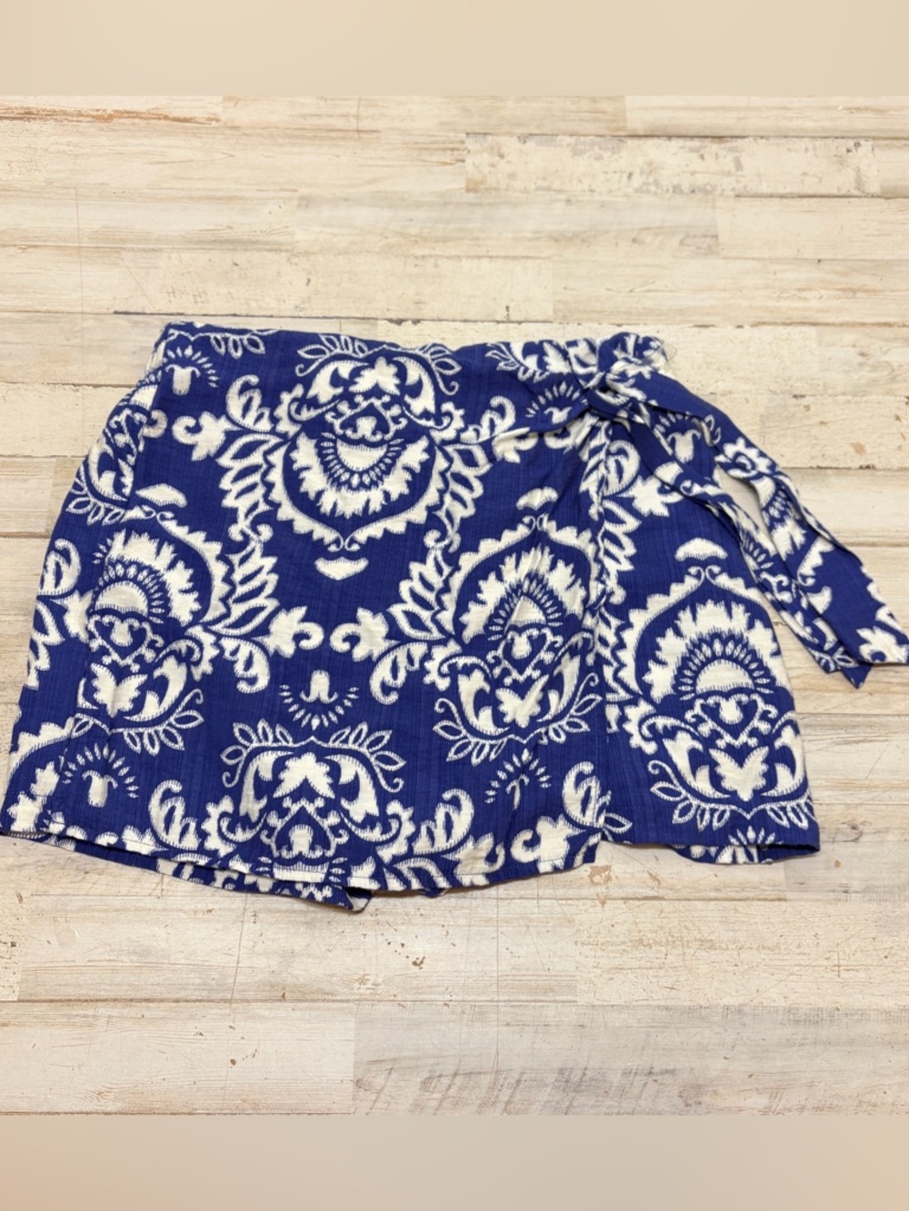 Staccato Side Knot Skort Navy Floral Shorts Skirt Wrap Tie Boho Medium